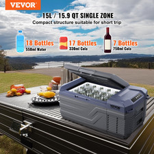 Car Refrigerator 15L Portable Freezer -4 F to 68 F 12V 110V Single Zone