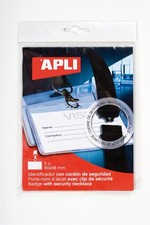 [11743] Apli Pochette de 5 badges avec lacet de sécurité 90 x 56 mm