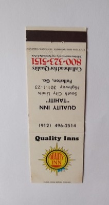 Quality Inn Folkston GA Matchbook Cover
