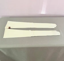 Vintage NOS New White Kid Leather Opera Length Gloves 24" France, Silk Lined 7 