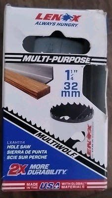  Lenox 1  1/4'' Bi Metal Non Arbored Hole Saw Multi Purpose USA Made NEW