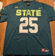 Darrell Stewart Jr. MSU Autographed Neon Nike Jersey- No COA Shadow Box not inc