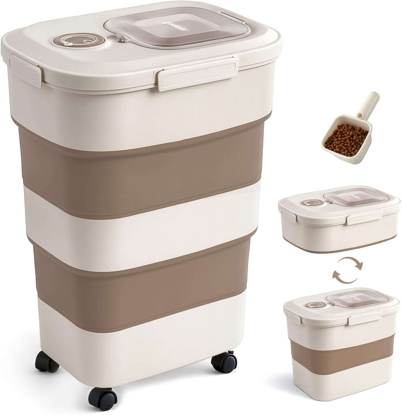 Storage Container, Large Capacity Collapsible Airtight Pet Foo