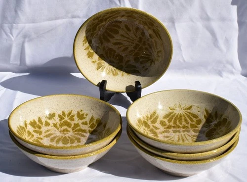 Red Wing Pottery - DAMASK - Set of 6 - 6 1/4" SOUP BOWLS