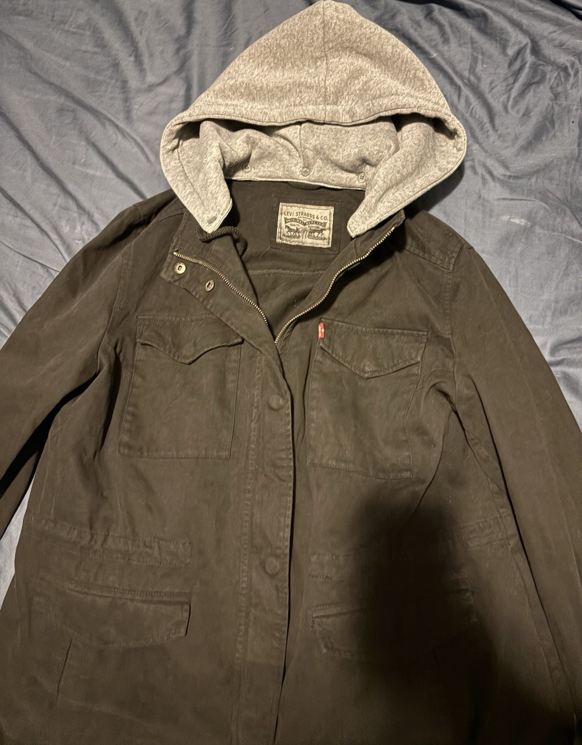 Levi Strauss & Co. Men’s Hooded Jacket Black/Gray Size S Button Zip Logo