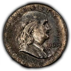 1963 50c Franklin Silver Half Dollar - End Roll Toning - SKU-Y6340