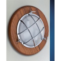 Runde Wandleuchte Led Holz Rahmen Messing Verchromt Maritime Lampe Badezimmer