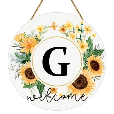 Sunflower Decor Monogram Letter G Wreaths for Front Door Wreath Wooden Welcom...