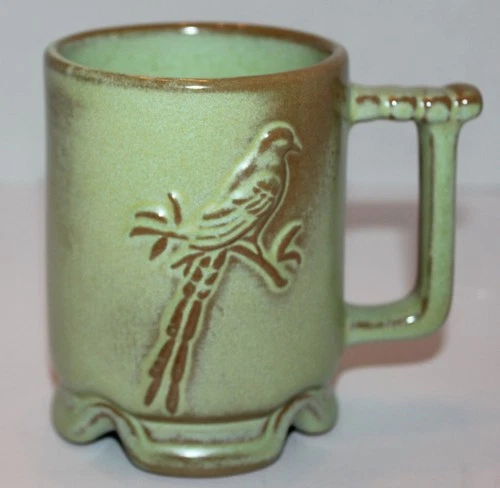 Vintage Frankoma Prairie Green Oklahoma’s Scissor-tailed Flycatcher mug