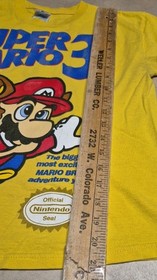 Youth Large Super Mario Bros. 3 Y2K  Distressed Nes Video Game Cover Tee Shirt