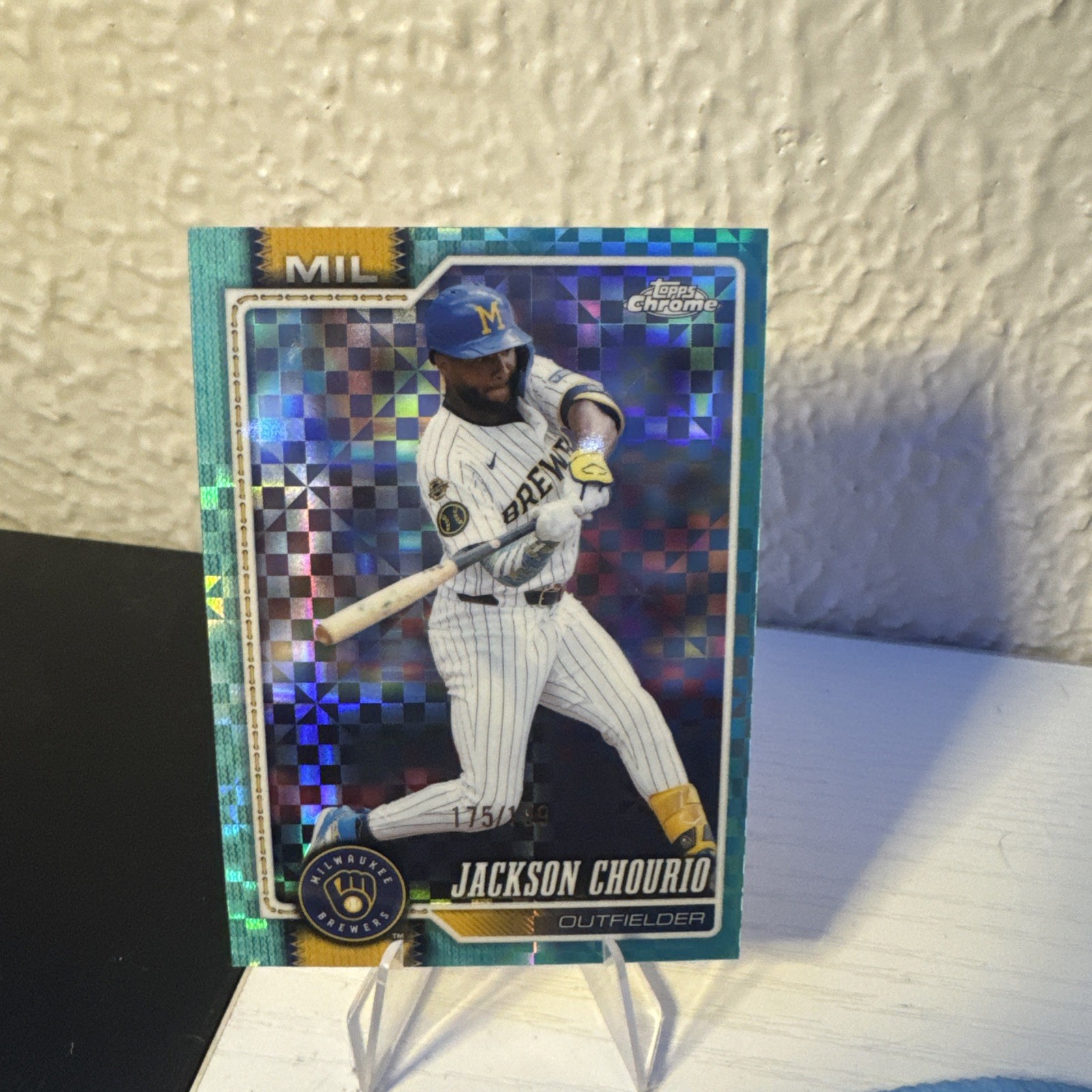 2026 Topps Chrome Jackson Chourio Aqua X-Fractor /199