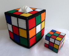 Rubik cube, original 80's colour. Retro Puzzle geek. Handmade Tissue Box cover