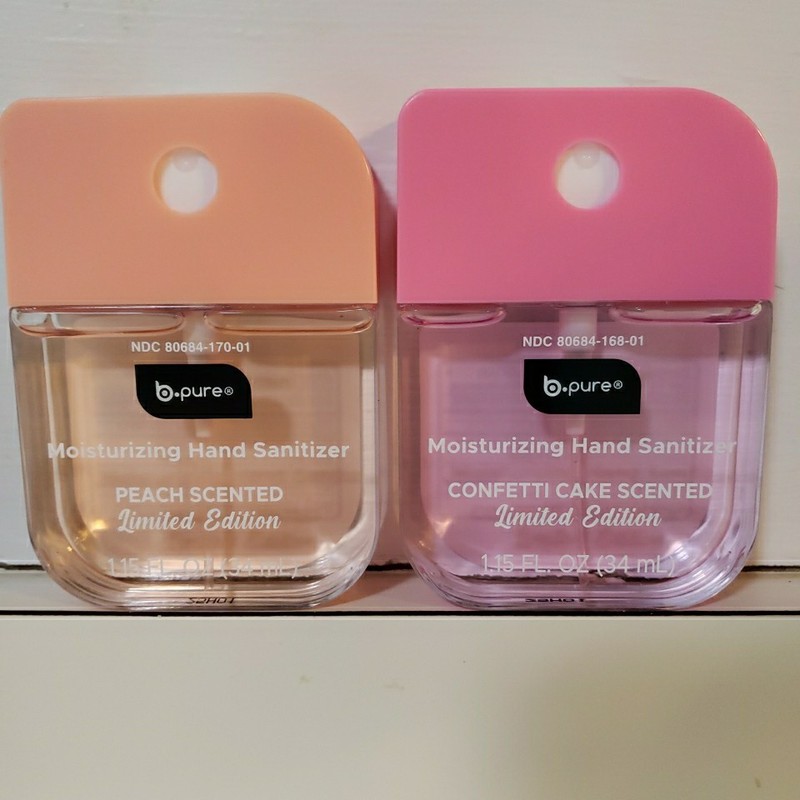 Bpure Hand Sanitizer Spray, Peach And Confetti Cake Scented, Pack of 2