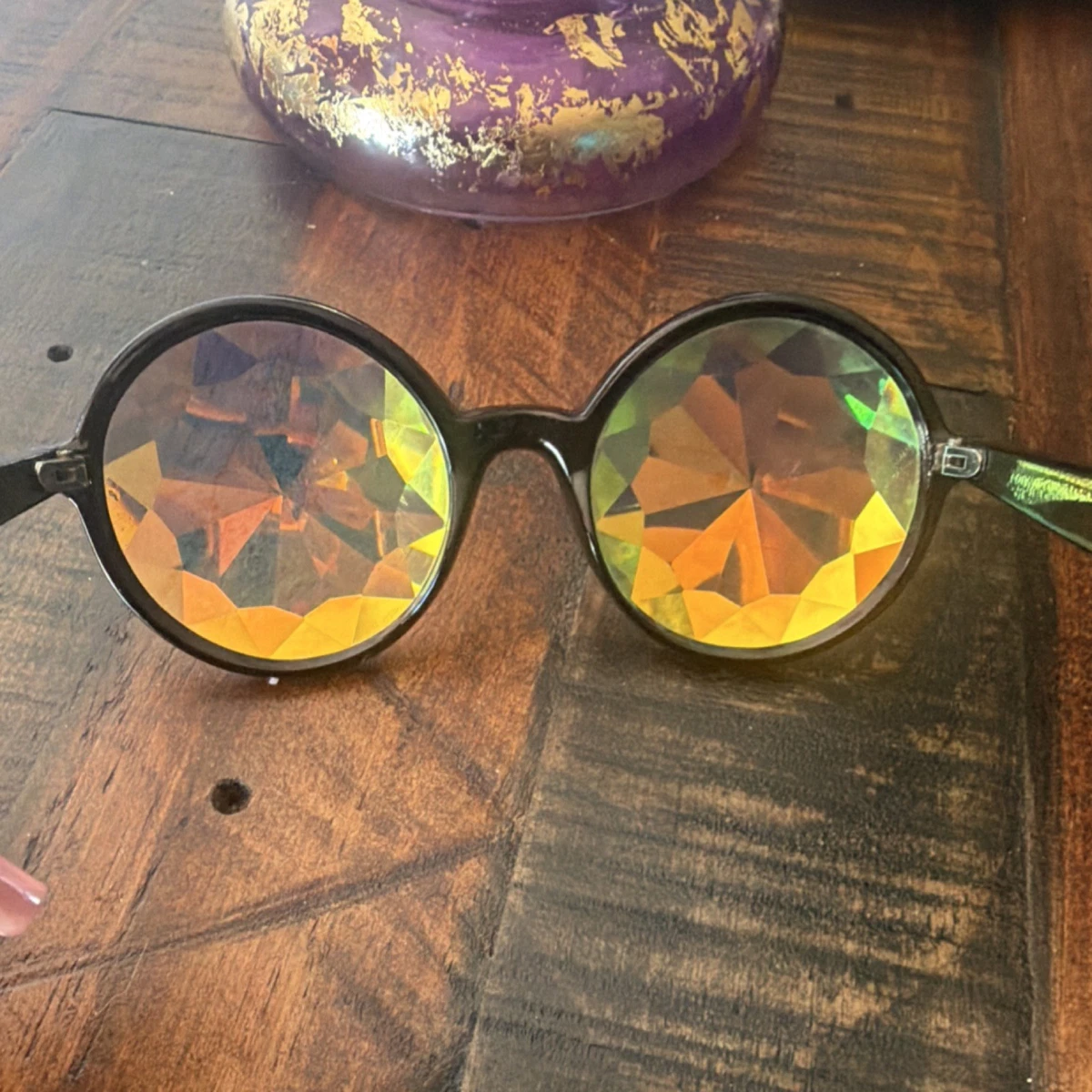 GloFX Kaleidoscope Prismatic Costume Glasses Black Multicolor Adult Unisex