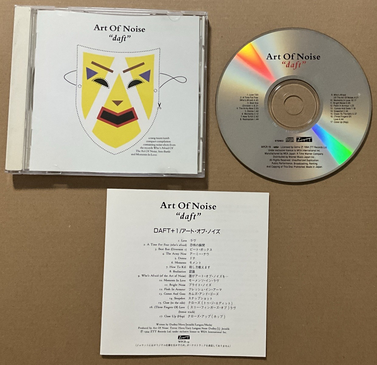 Art Of Noise Daft Rare Japanese CD + ‘Lyric Sheet’ 1994 Reissue ZTT Trevor Horn
