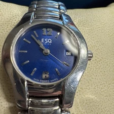 ESQ Esquire/Movado 100713 StainlessBlue Dial Women's Bracelet Watch need battery