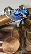 Taxco Sterling Ring with Dichroic Size 7