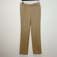 Talbots Tan Trousers Wool Pants Size 6 LONG Signature Straight Lined