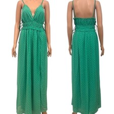 ASOS DESIGN 10 elasticated frill waist midi slip dress textured D1 3221