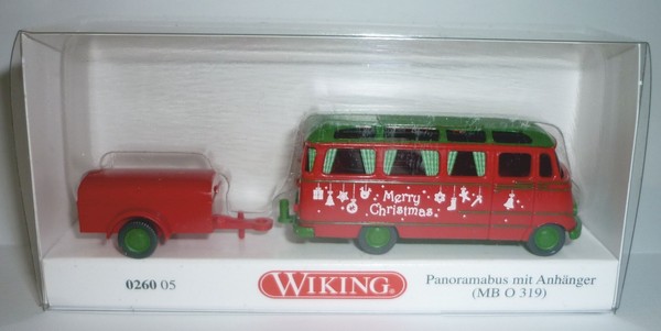 Wiking 026005 Mb O 319 Panoramabus 1955 - 1968 M. AnhäNger Weihnachtsmodell 2023-image