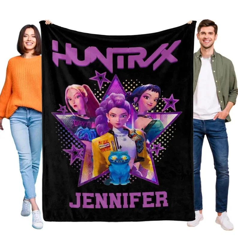 Huntrix Kpop Demon Hunters Blanket, Kpop Demon Hunters Fleece Blanket