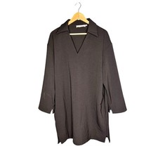 ASTR The Label Dress XL Black Shift Tunic V Neck 3/4 Sleeve Pockets Stretch