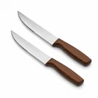 2 Pc Handmade Steak Knife Set Serrated Blade Wooden Handle Sialkot Steel 4.5''