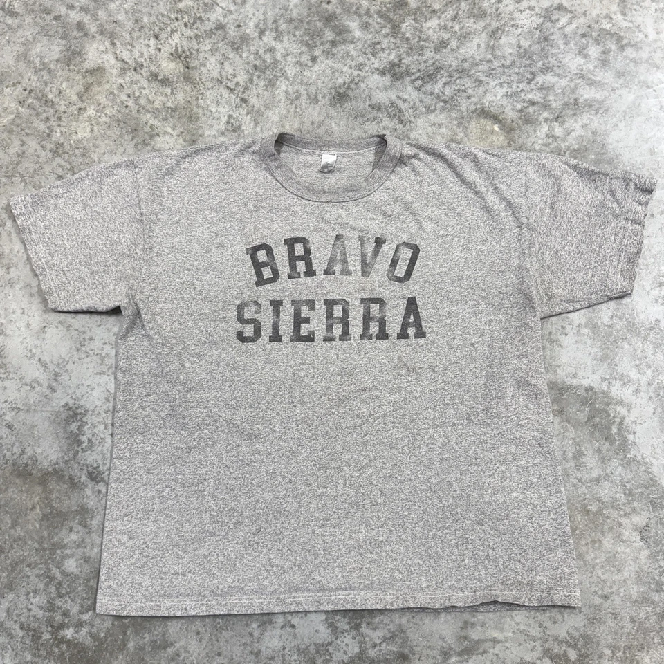 Camisa Bravo Sierra Para Hombres XL Gris Jaspeado Gráfico LA Apparel Peso Pesado EE. UU. Foto 2 de 4