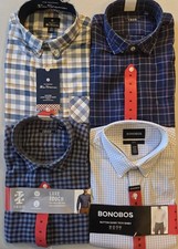 Mens Lot of 4 Dress Shirts Size Medium NWT Long Sleeve Button Down Various Brand