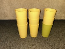 Vintage Tupperware 1320 Harvest Color Tumblers 8oz Stackable Cups Set Of 9