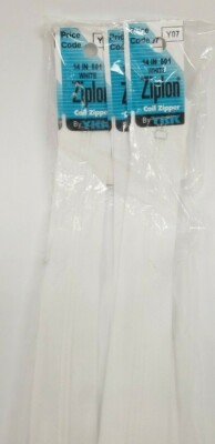 YKK Ziplon 14'' Coil Zipper Nylon Teeth Closed Bottom Pack of 3 New Choose Color
