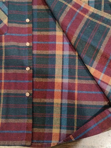 Vintage Anthony Foxx Wool Button Down Green RedYellow Flannel Collared ShirtXL - Picture 7 of 9