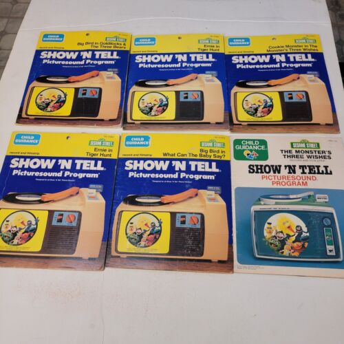 Sesame Street Show N Tell Picturesound Program Lot Of 6 Cookie Monster Big Bird - Picture 1 of 16