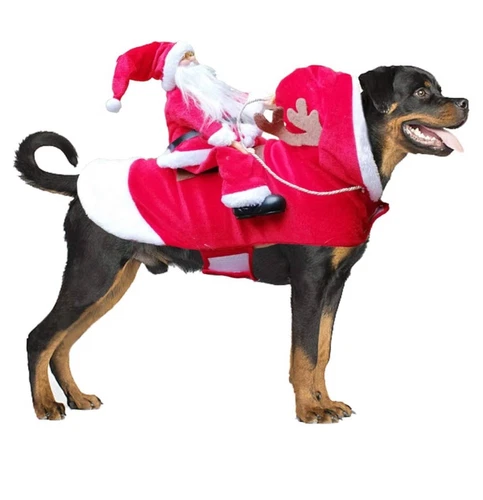 Christmas Santa Claus Pet Dog Fancy Dress Jacket Coat costume outfit clothes