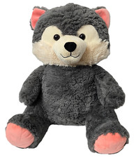 Dan Dee Wolf Husky Dog Plush Toy Malamute Stuffed Animal Gray Pink Big 14 inch