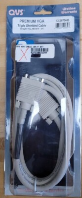 New Old Stock In-Box QVS VGA Female-Female Straight Thru HD15 Cable 5ft