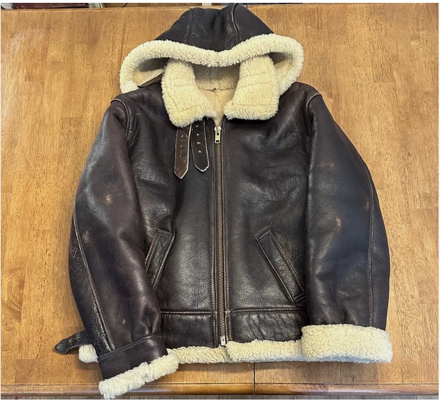 Brown RAF Aviator Men's B3 Sheepskin Real Shearling Leather Flight Bomber Jacket