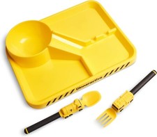 Dinneractive Toddler Plates Yellow Construction Dinnerware - 3 PC Baby Dishes