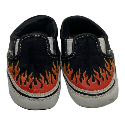 靴 VANS Classic Slip-On Flame Black 28.5 SZ 1 VANS Classic Slip On Canvas Shoes Toddler Hot Rod Flames Baby