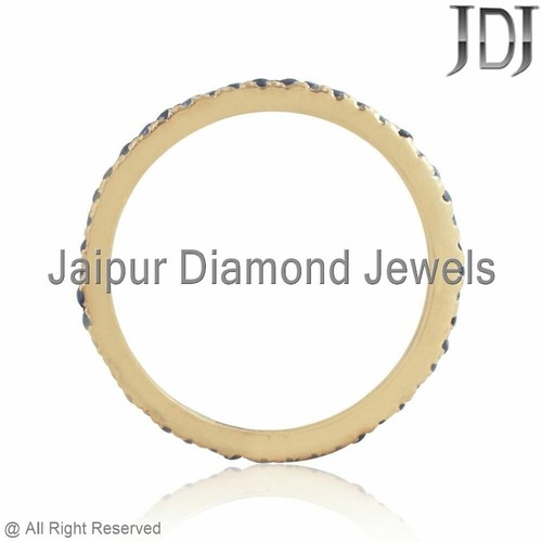 Genuine Blue Sapphire Eternity Band Ring 925 Sterling Silver Gold Plated Jewelry - 第 4/8 張圖片