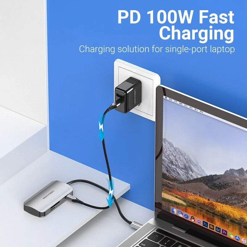 USB C HUB 6 in 1 Type C to USB 3.0 3 Port SD TF PD 5Gbps 100W Docking Station - Image 3 of 4