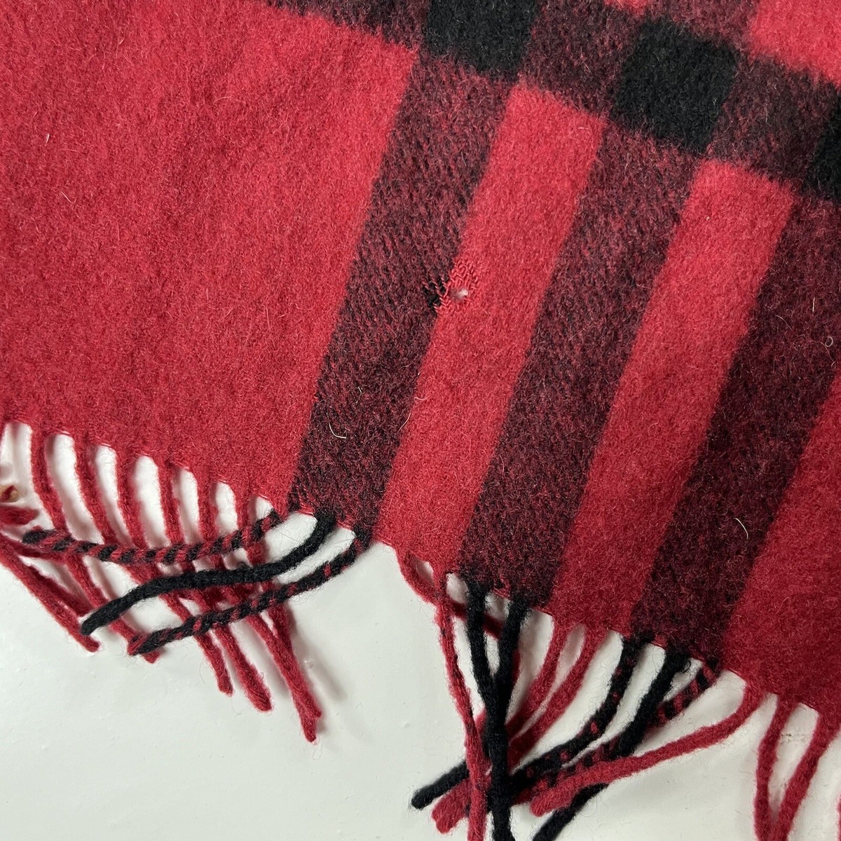 Burberry Scarf Red Nova Check Print 100% Cashmere England Made