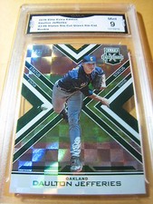 DAULTON JEFFERIES A'S 2016 ELITE EXTRA STATUS DIE-CUT AUTO # 43/49 RC GRADED 9