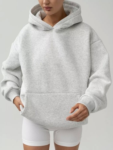 Neu Herbst Damenmode einfacher einfarbiger Hoodie lässig locker Sportshirt - Bild 7 von 29