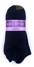 GoldToe Women's Black Cotton Liner Sock 6 Pair Shoe Size 6-9