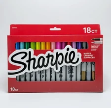 Sharpie Permanent Markers, Fine Point, Assorted Colors 18 Ct