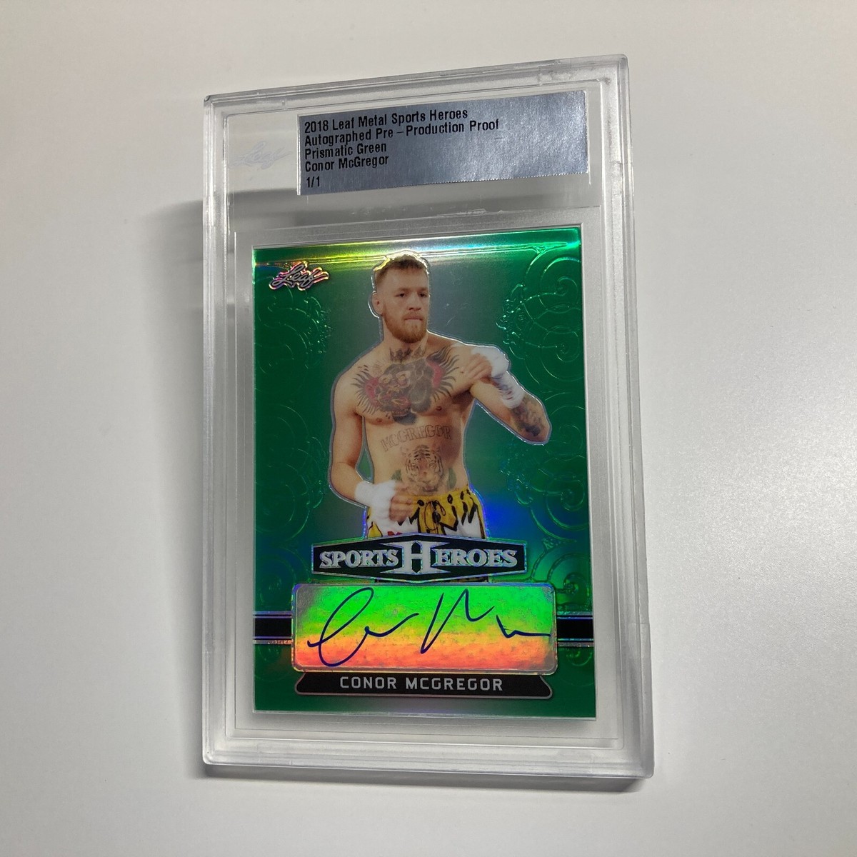 Conor McGregor 2018 Leaf Metal Prismatic Green Autographed Auto