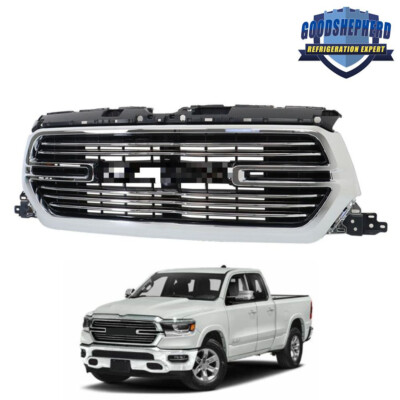 For 2019 2020-2022 Ram 1500 Chrome W/Grille Base Support Front Upper Grill Set