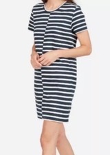 Everlane The Beach navy and white striped tee shirt dress, women's size Xsmall
