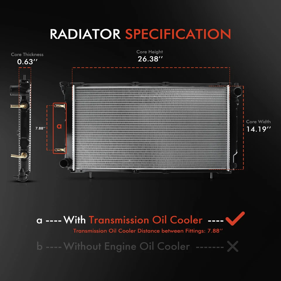 Радиатор с масляным радиатором трансмиссии для Subaru Legacy 1990-1994 2,2 л ручной автоматический - Изображение 2 из 4